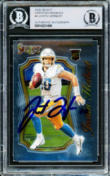 Justin Herbert Autographed 2020 Panini Select Rookie Card #SCR-4 Los Angeles Chargers Beckett BAS #14231498