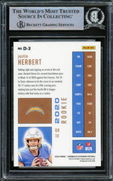 Justin Herbert Autographed 2020 Panini Chronicles Dynagon Rookie Card #D-3 Los Angeles Chargers Beckett BAS #14231505
