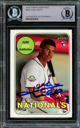 Juan Soto Autographed 2018 Topps Heritage Rookie Card #502 New York Yankees (Off-Center) Beckett BAS #14231618