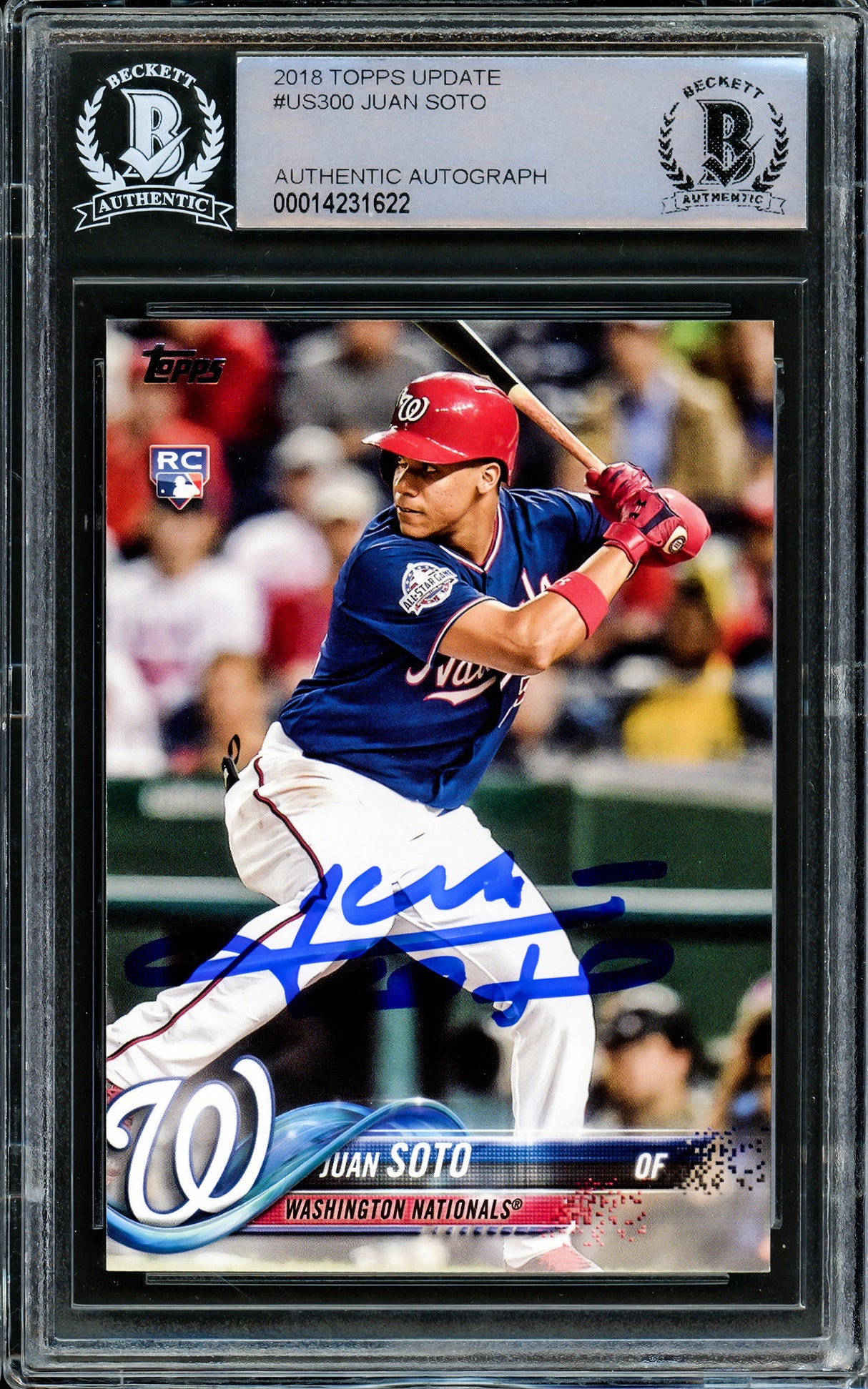 Juan Soto Autographed 2018 Topps Update Rookie Card #US300 New York Yankees Beckett BAS Stock #206611