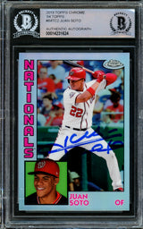 Juan Soto Autographed 2019 Topps Chrome Refractor 1984 Rookie Card #84TC-2 New York Mets Beckett BAS #14231624