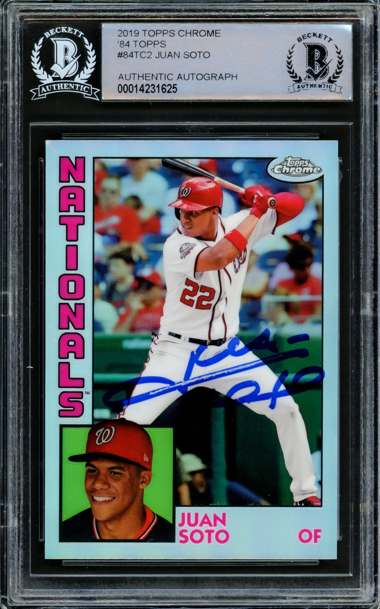 Juan Soto Autographed 2019 Topps Chrome Refractor 1984 Rookie Card #84TC-2 New York Mets Beckett BAS #14231625