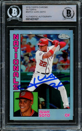 Juan Soto Autographed 2019 Topps Chrome Refractor 1984 Rookie Card #84TC-2 New York Mets Beckett BAS #14231627