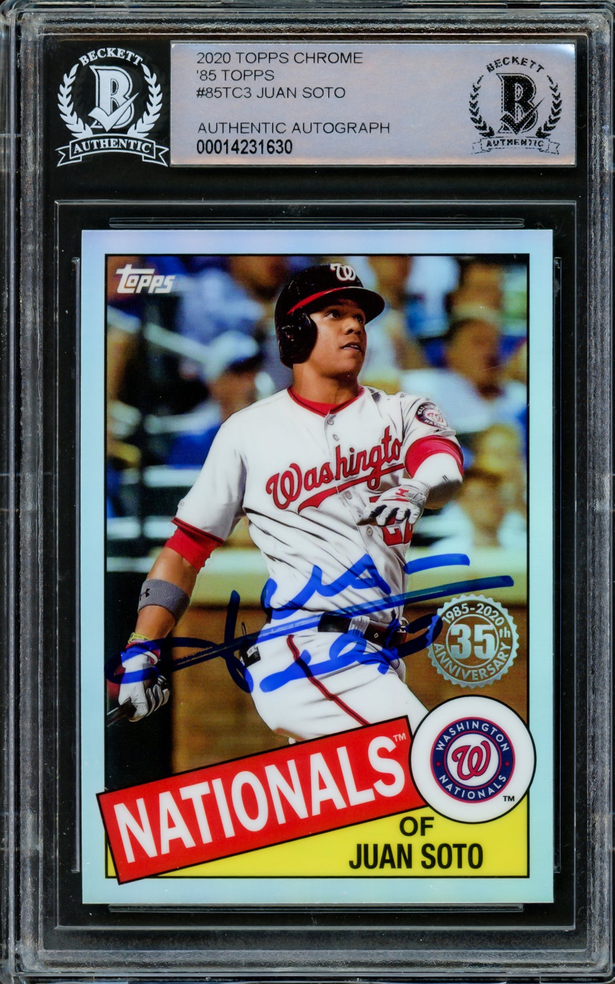 Juan Soto Autographed 2020 Topps Chrome Refractor 1985 Card #85TC-3 New York Yankees Beckett BAS #14231630