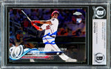 Juan Soto Autographed 2018 Topps Chrome Update Rookie Card #HMT98 New York Mets Beckett BAS #14231634
