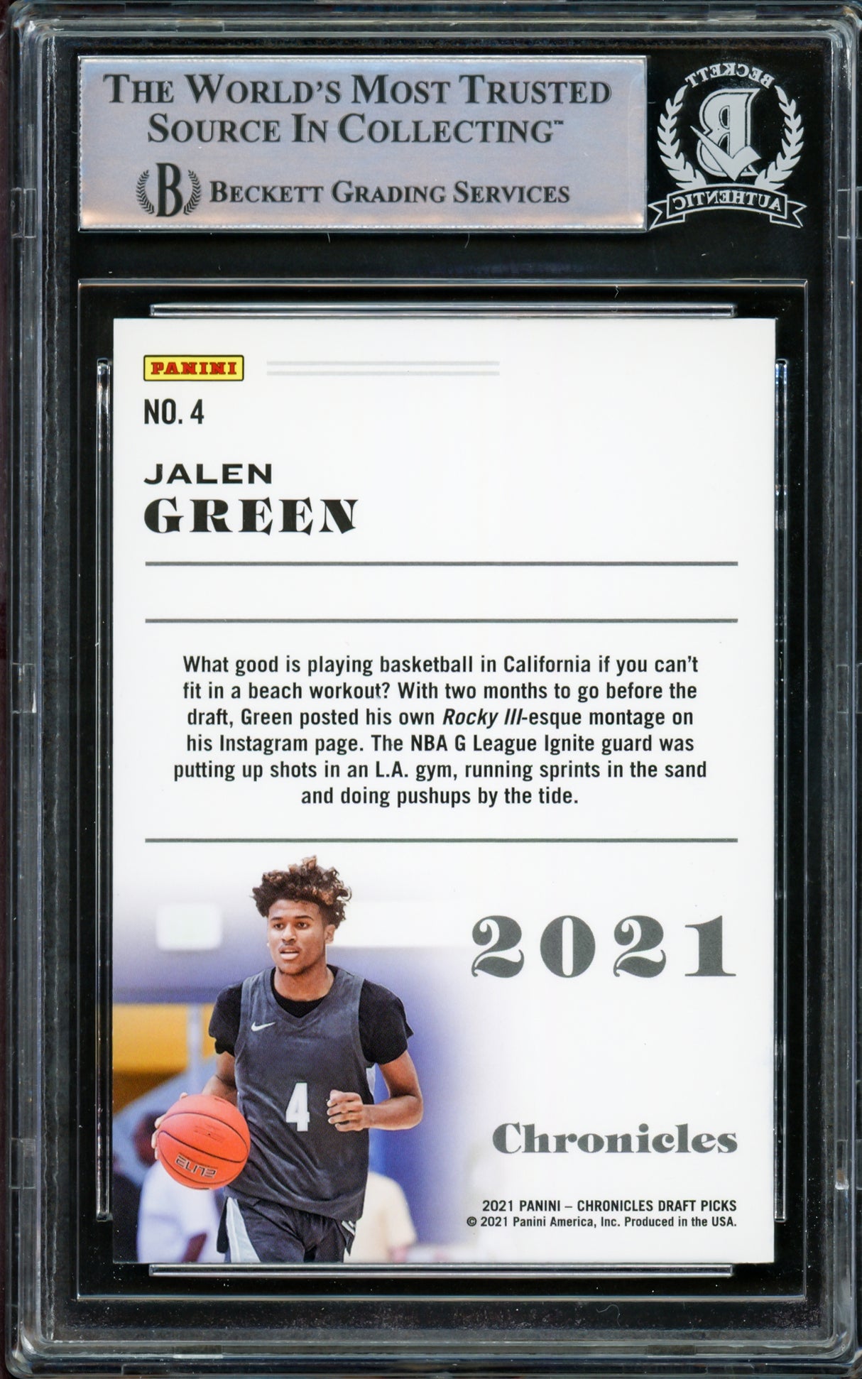 Jalen Green Autographed 2021-22 Chronicles Bronze Rookie Card #4 Houston Rockets Beckett BAS #14231675