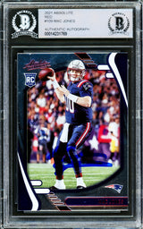 Mac Jones Autographed 2021 Panini Absolute Red Rookie Card #109 New England Patriots Beckett BAS #14231769