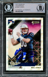 Mac Jones Autographed 2021 Panini Donruss The Rookies Rookie Card #TR-MJO New England Patriots Beckett BAS Stock #206638