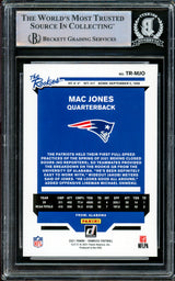 Mac Jones Autographed 2021 Panini Donruss The Rookies Rookie Card #TR-MJO New England Patriots Beckett BAS Stock #206638