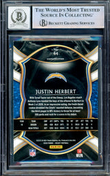 Justin Herbert Autographed 2020 Panini Select Concourse Level Rookie Card #44 Los Angeles Chargers Auto Grade Gem Mint 10 Beckett BAS Stock #206670