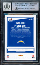 Justin Herbert Autographed 2020 Donruss Optic The Rookies Checkerboard Rookie Card #TR-JH Los Angeles Chargers Auto Grade Gem Mint 10 Beckett BAS Stock #206673