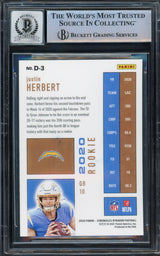 Justin Herbert Autographed 2020 Panini Chronicles Dynagon Rookie Card #D-3 Los Angeles Chargers Auto Grade Gem Mint 10 Beckett BAS #14242959