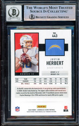 Justin Herbert Autographed 2020 Score Rookie Card #443 Los Angeles Chargers Auto Grade Gem Mint 10 Beckett BAS Stock #206675