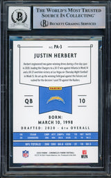 Justin Herbert Autographed 2020 Chronicles Panini Green Parallel Rookie Card #PA-3 Los Angeles Chargers Auto Grade Gem Mint 10 Beckett BAS #14243044