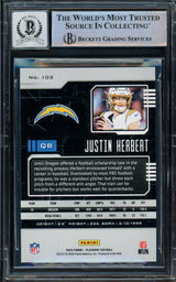 Justin Herbert Autographed 2020 Panini Playbook Rookie Card #103 Los Angeles Chargers Auto Grade Gem Mint 10 Beckett BAS #14243343