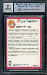 Gary Payton Autographed 1991-92 Fleer Rookie Sensations Rookie Card #9 Seattle Supersonics Auto Grade Gem Mint 10 Beckett BAS #14392379