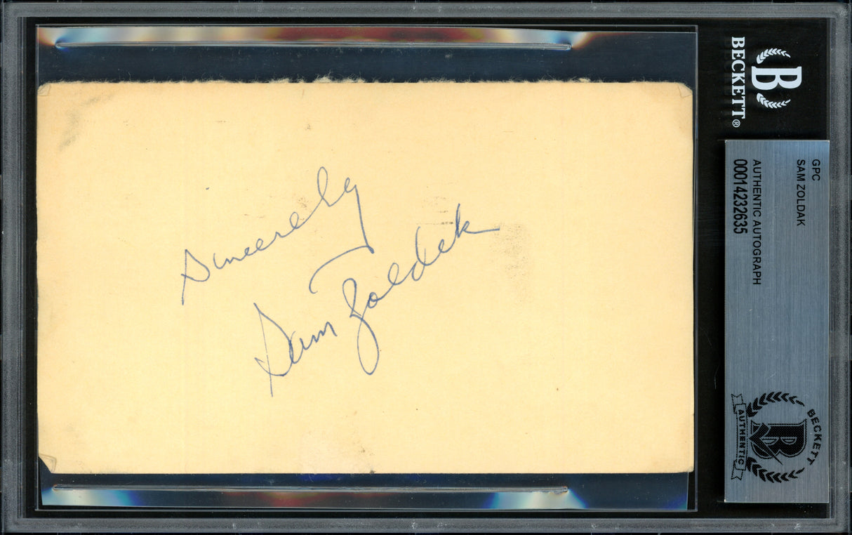 Sam Zoldak Autographed 3.25"x5.25" Government Postcard Cleveland Indians "Sincerely" Beckett BAS #14232635