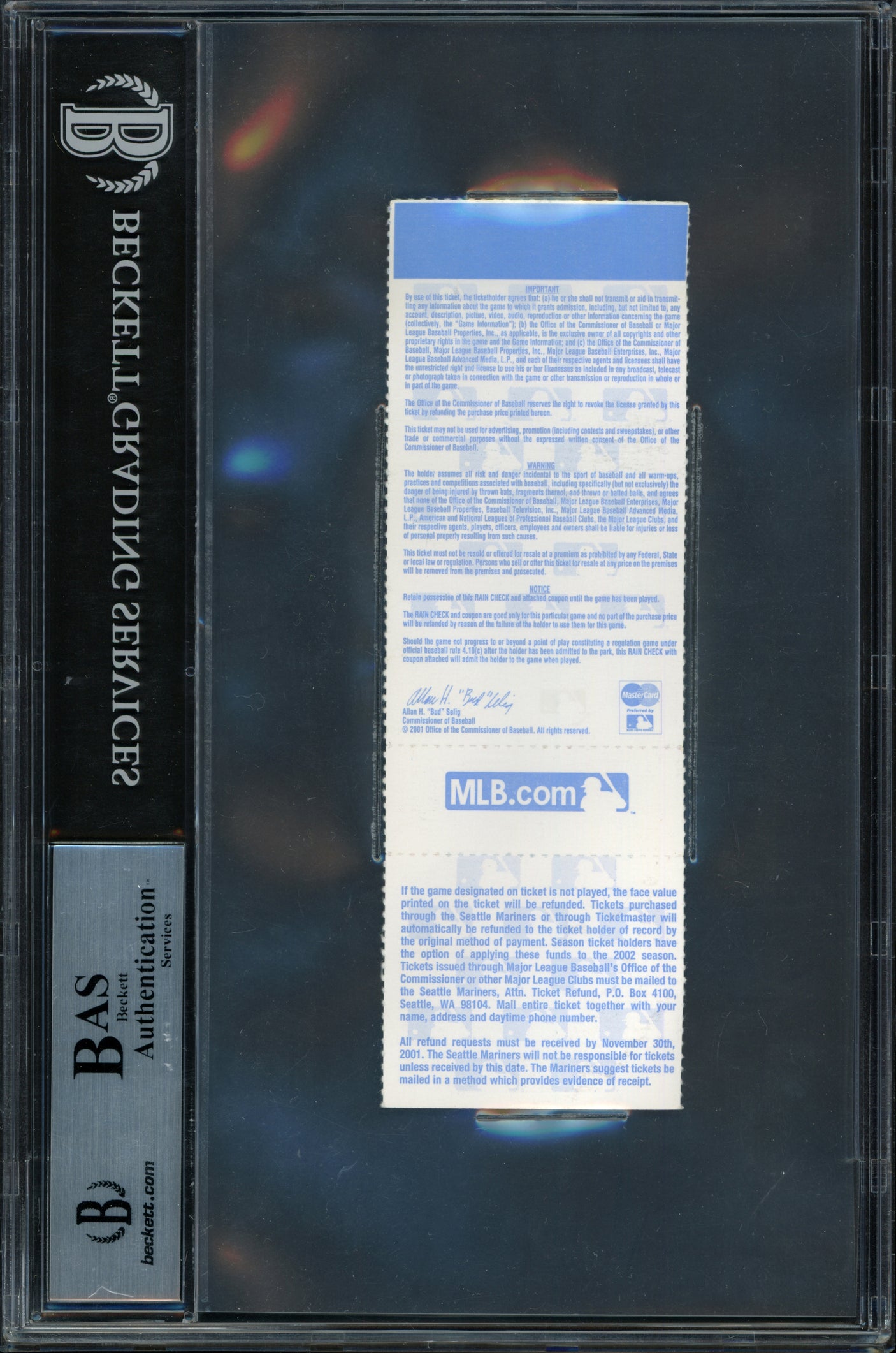 Ichiro Suzuki Autographed 2001 ALCS Game 1 Ticket 2001 ALCS Game 1 Ticket Seattle Mariners Beckett BAS #14232668