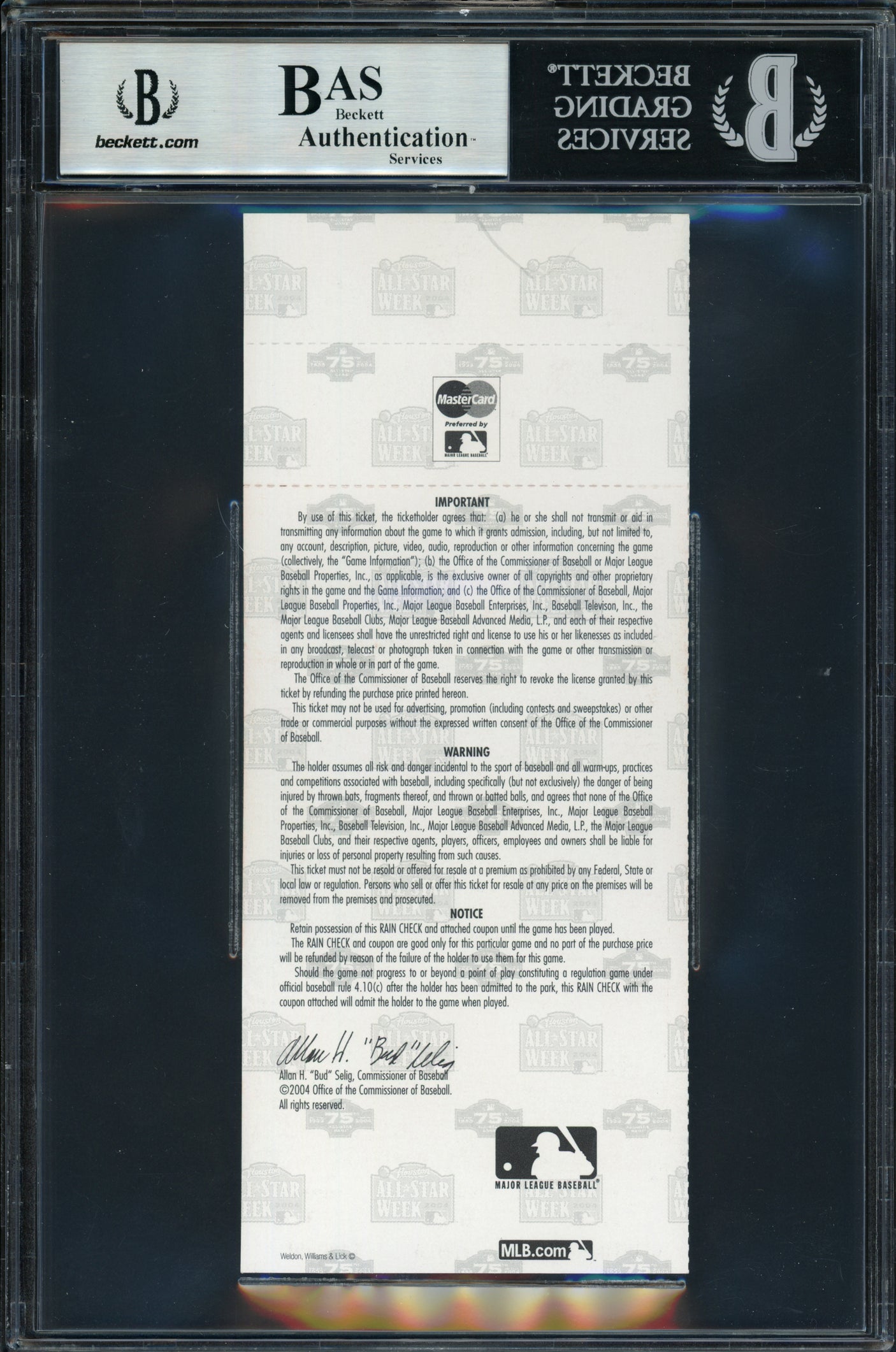 Ichiro Suzuki Autographed 2004 All Star Game Ticket 2004 All Star Game Ticket Seattle Mariners Beckett BAS #14232772
