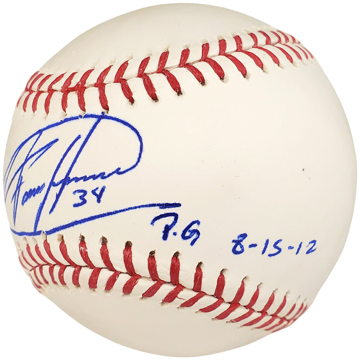 Felix Hernandez Autographed Official MLB Baseball Seattle Mariners "PG 8-15-12" PSA/DNA Stock #28190