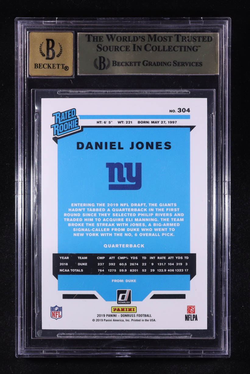 Daniel Jones Signed 2019 Donruss #304 RR RC (BAS 9.5 | Auto 10)
