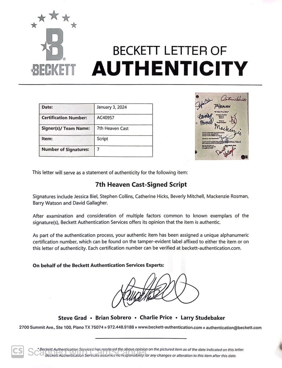 7th Heaven (7) Cast Signed It Takes Two Baby Script Jessica Biel & More BAS - Sports Integrity