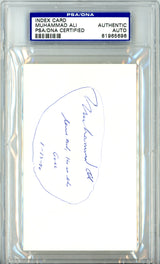 Muhammad Ali Autographed 3x5 Index Card "Serve God He Is The Goal 1-13-90" Vintage PSA/DNA #81965696