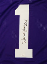 Warren Moon Autographed Purple Pro Style Jersey With HOF- JSA Witnessed Auth