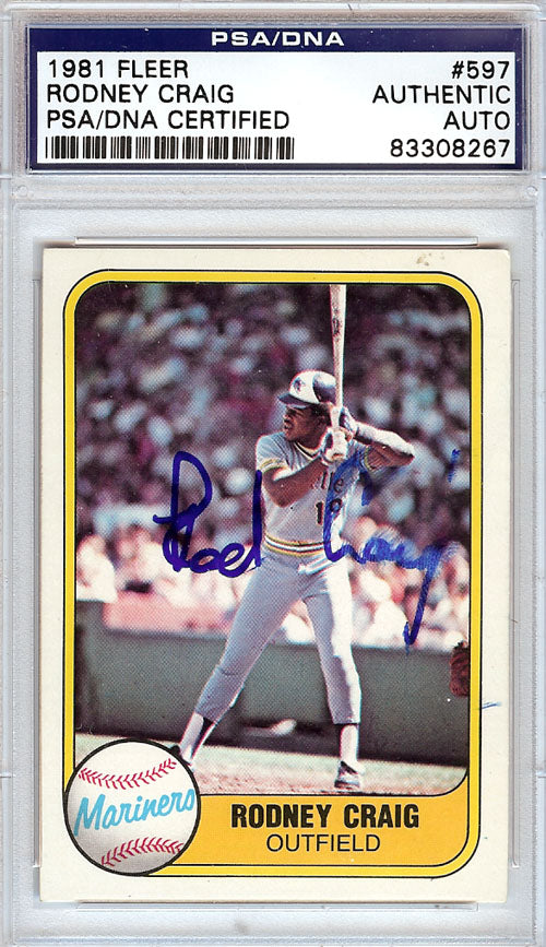 Rodney Craig Autographed 1981 Fleer Card #597 Seattle Mariners PSA/DNA #83308267