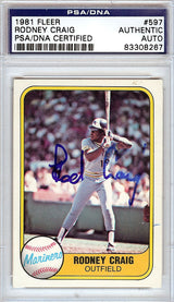 Rodney Craig Autographed 1981 Fleer Card #597 Seattle Mariners PSA/DNA #83308267