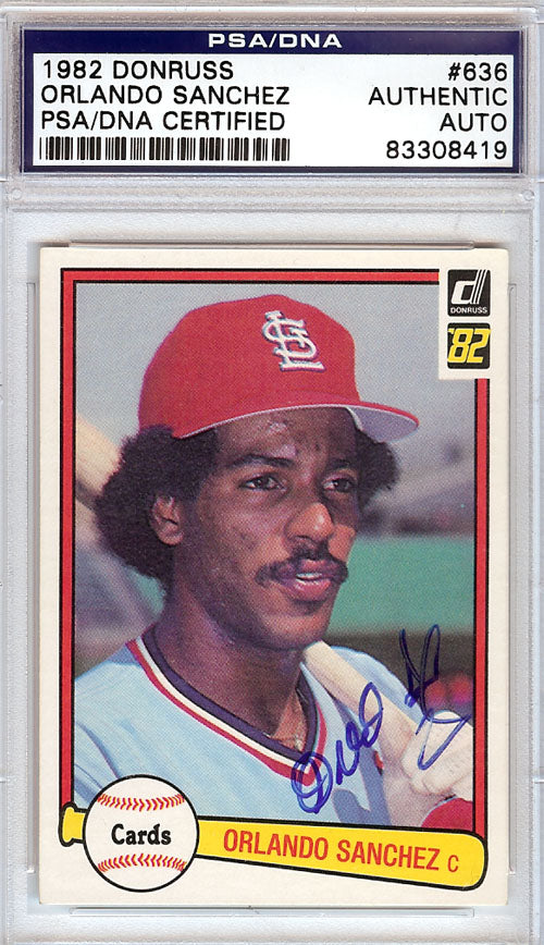 Orlando Sanchez Autographed 1982 Donruss Card #636 St. Louis Cardinals PSA/DNA #83308419