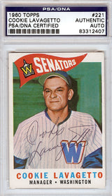 Cookie Lavagetto Autographed 1960 Topps Card #221 Washington Senators PSA/DNA #83312407