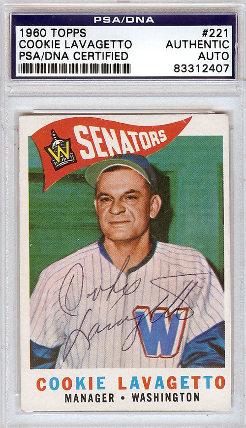 Cookie Lavagetto Autographed 1960 Topps Card #221 Washington Senators PSA/DNA #83312407