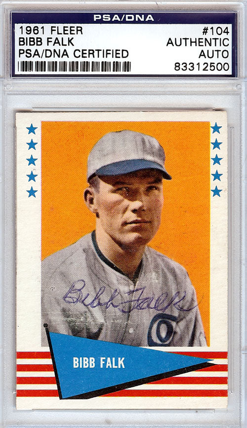 Bibb Falk Autographed 1961 Fleer Card #104 Cleveland Indians PSA/DNA #83312500