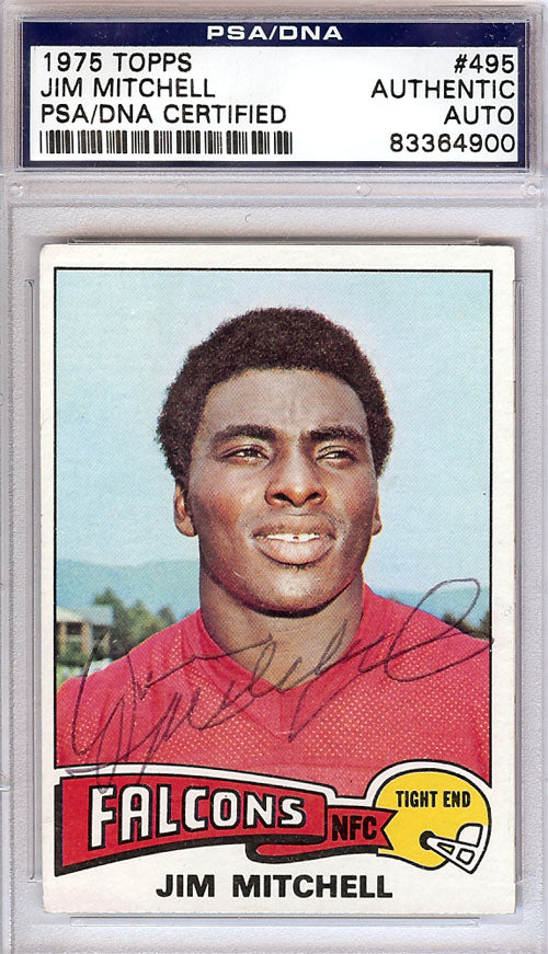 Jim Mitchell Autographed 1975 Topps Card #495 Atlanta Falcons PSA/DNA #83364900