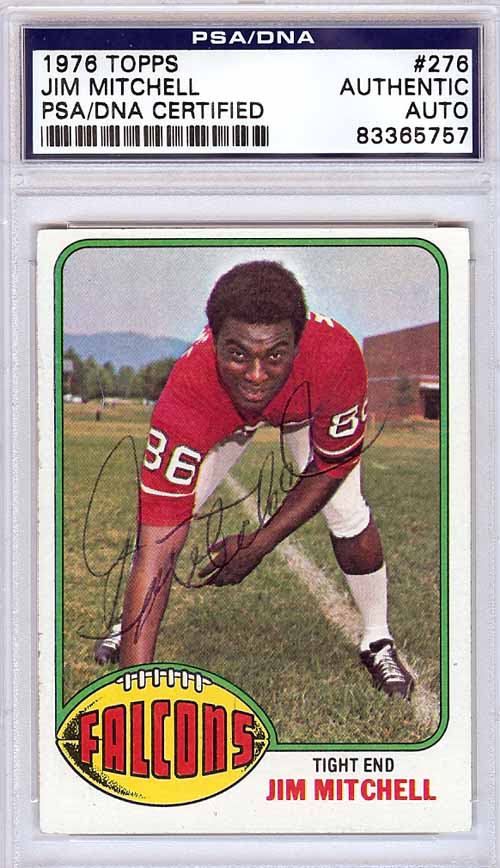 Jim Mitchell Autographed 1976 Topps Card #276 Atlanta Falcons PSA/DNA #83365757