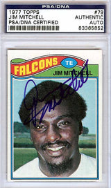 Jim Mitchell Autographed 1977 Topps Card #79 Atlanta Falcons PSA/DNA #83365852