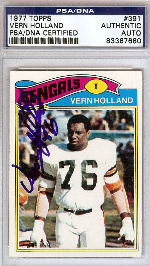 Vern Holland Autographed 1977 Topps Card #391 Cincinnati Bengals PSA/DNA #83367680
