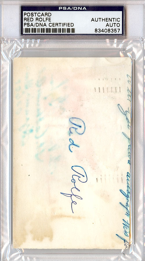 Red Rolfe Autographed 3x5 Index Card New York Yankees PSA/DNA #83408357