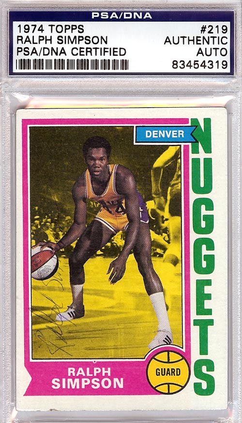 Ralph Simpson Autographed 1974 Topps Card #219 Denver Nuggets PSA/DNA #83454319