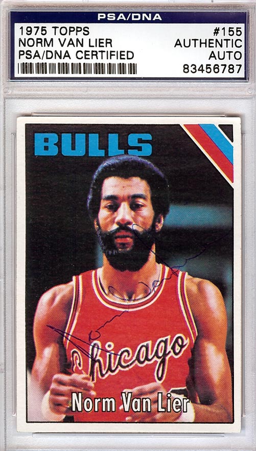 Norm Van Lier Autographed 1975 Topps Card #155 Chicago Bulls PSA/DNA #83456787