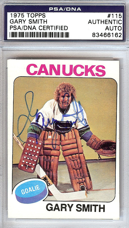 Gary "Suitcase" Smith Autographed 1975 Topps Card #115 Vancouver Canucks PSA/DNA #83466162