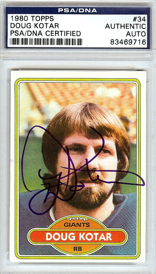 Doug Kotar Autographed 1980 Topps Card #34 New York Giants PSA/DNA #83469716