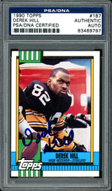 Derek Hill Autographed 1990 Topps Rookie Card #187 Pittsburgh Steelers PSA/DNA #83469797