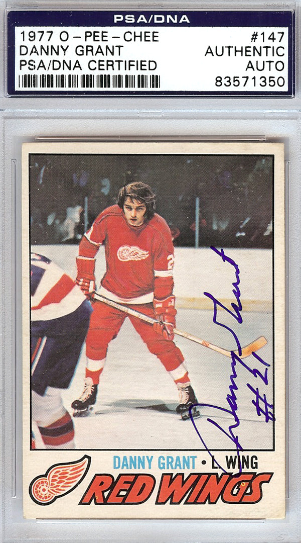 Danny Grant Autographed 1977 O-Pee-Chee Card #147 Detroit Red Wings PSA/DNA #83571350