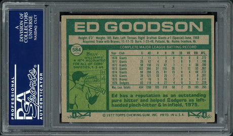 Ed Goodson Autographed 1977 Topps Card #584 Los Angeles Dodgers PSA/DNA #83801173