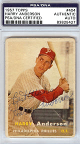 Harry Anderson Autographed 1957 Topps Rookie Card #404 Philadelphia Phillies "Best Wishes" PSA/DNA #83825427