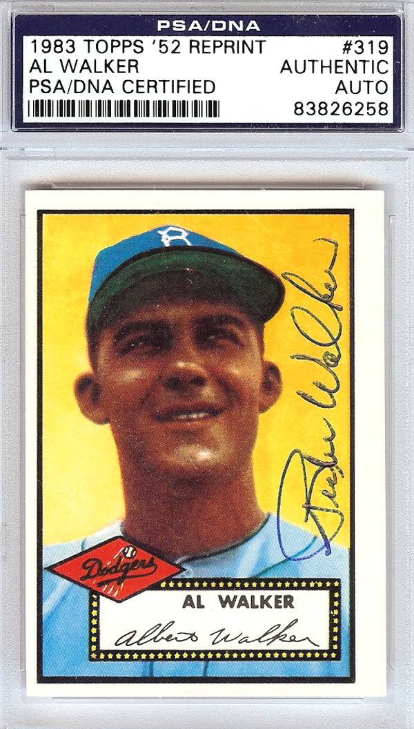 Al "Rube" Walker Autographed 1952 Topps Reprint Card #319 Brooklyn Dodgers PSA/DNA #83826258