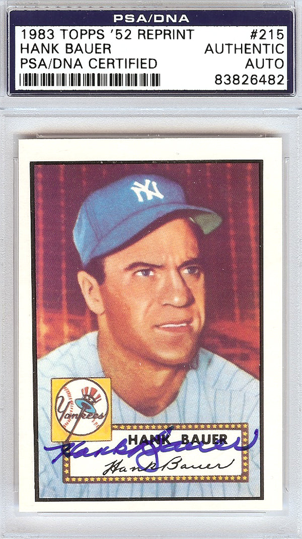 Hank Bauer Autographed 1952 Topps Reprint Card #215 New York Yankees PSA/DNA #83826482