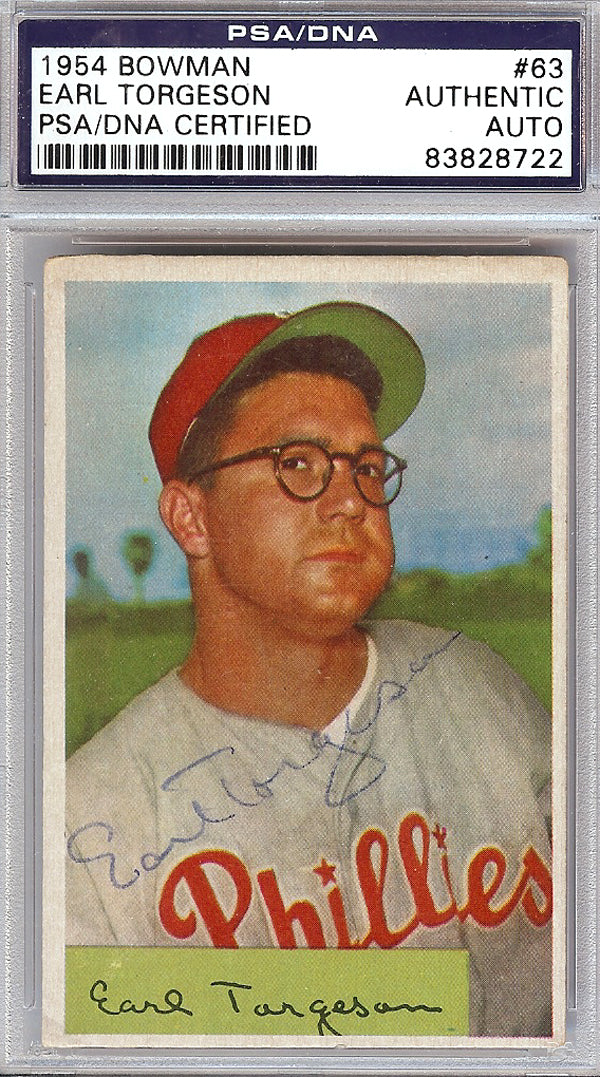 Earl Torgeson Autographed 1954 Bowman Card #63 Phillies PSA/DNA #83828722